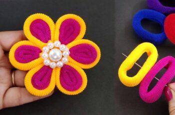 Beautiful Hair band flower making idea – Hair band embroidery flower – Rubber band flower making