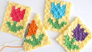 How to Corner-to-Corner Crochet using HDC: C2C Tulip How to Corner-to-Corner Crochet using HDC: C2C Tulip