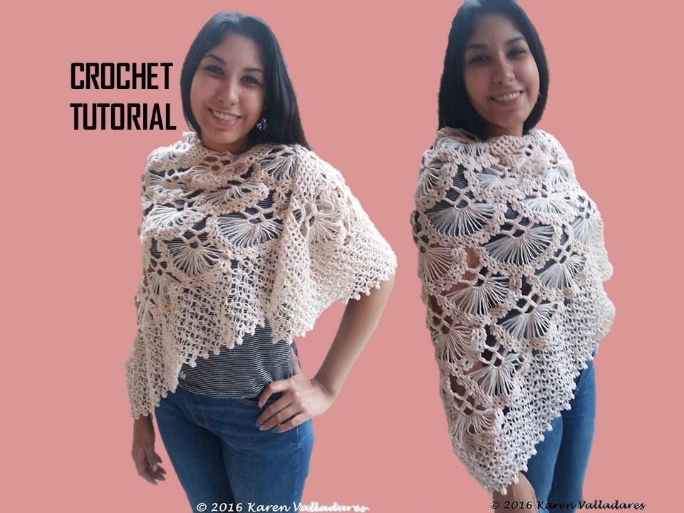 COMO TEJER HERMOSO CHAL , BUFANDA, PONCHO DE ABANICOS TEJIDO A CROCHET PARTE 2