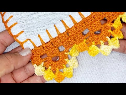 Barrado em crochê girassol para pano de prato