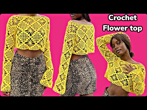 Crochet flower top tutorial | crochet floral lace stitch