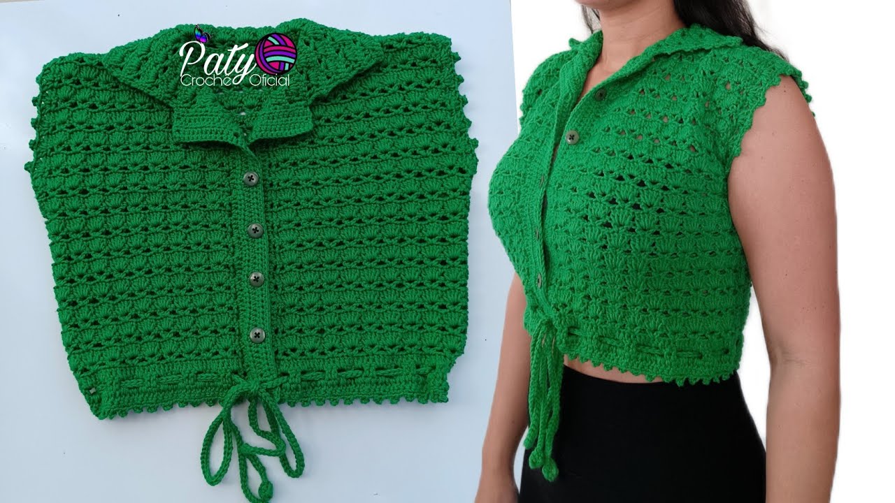 Blusa Crochê Polo (PP, P, M, G e GG) Blusa Crochê Polo (PP, P, M, G e GG)