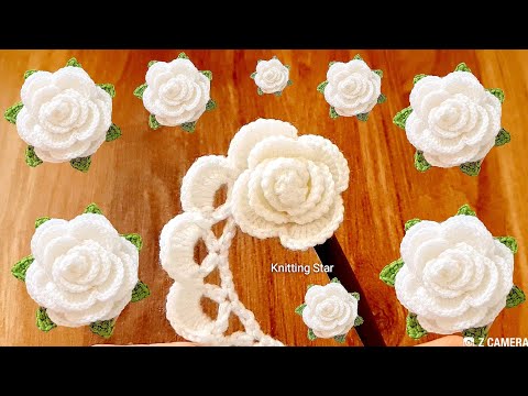 Amazing Wow knitting crochet rose so easy Making