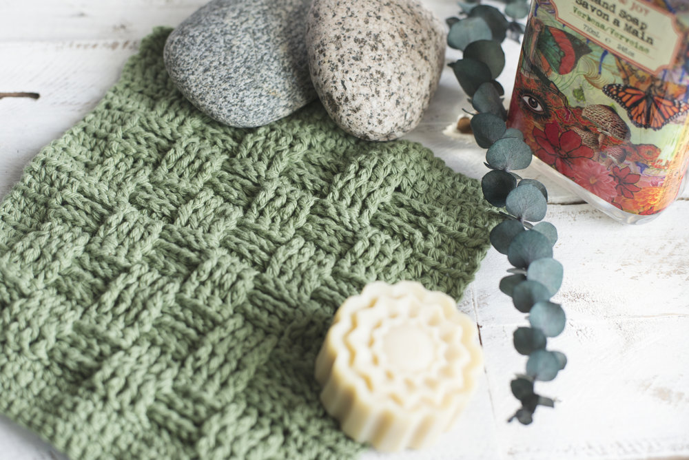 Basket Weave Stitch Crochet Washcloth 