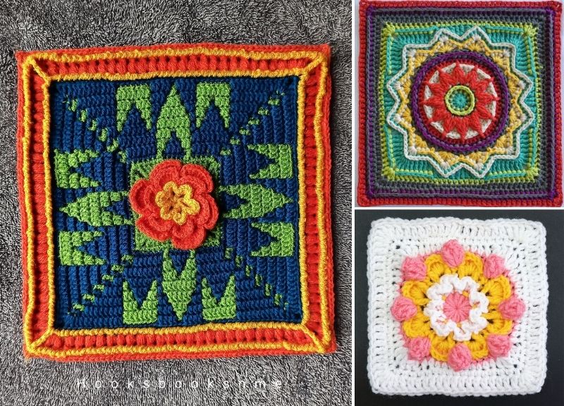 Stunning Flowery Crochet Afghan Squares