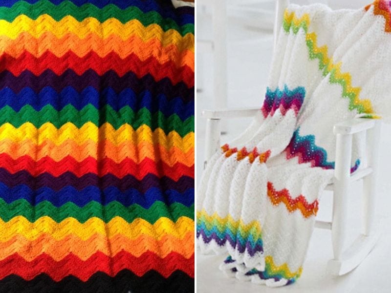 Rainbow Zig-zag Blankets – Free Crochet Patterns Rainbow Zig-zag Blankets – Free Crochet Patterns