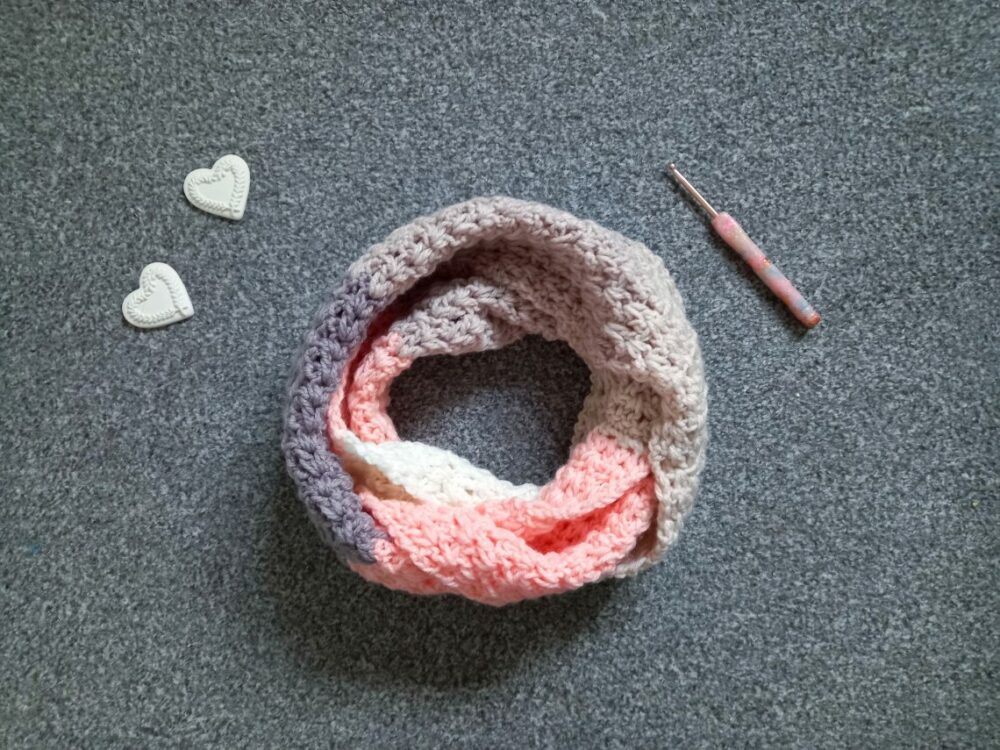 Crochet Pink Ballerina Infinity Scarf 