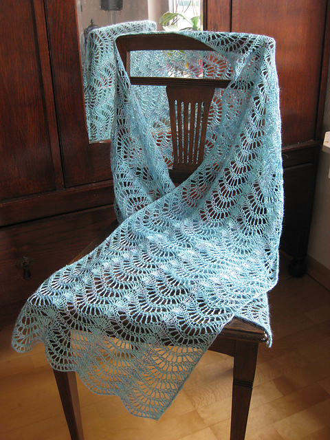 Crochet Lacy Feather and Fan Wrap