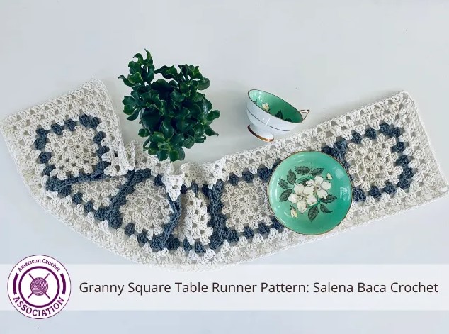 Granny Square Crochet Table Runner