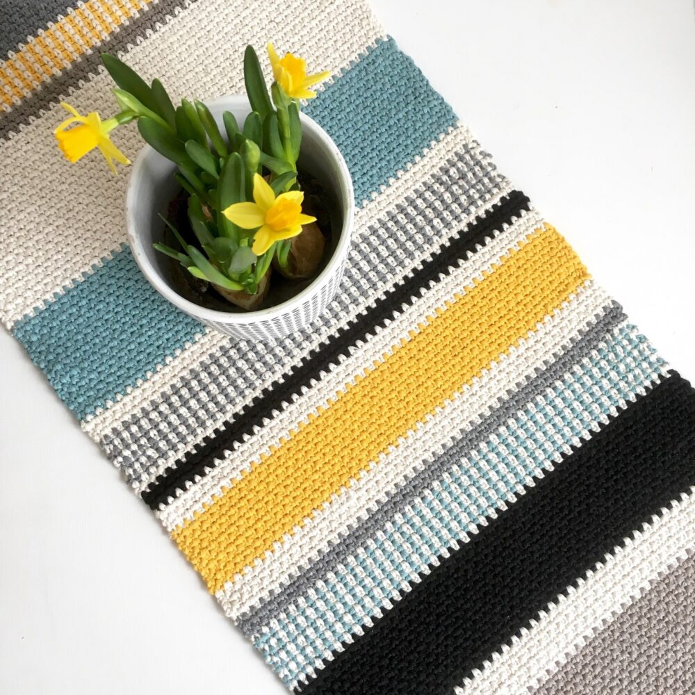 Moss Stitch Crochet Table Runner 