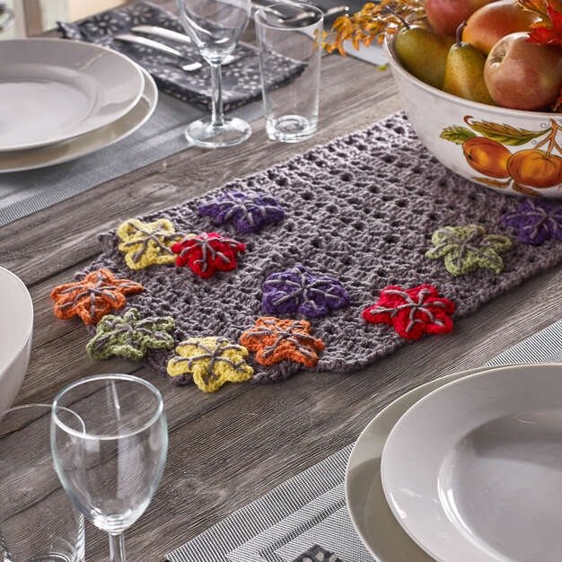 Red Heart Fall Crochet Table Runner