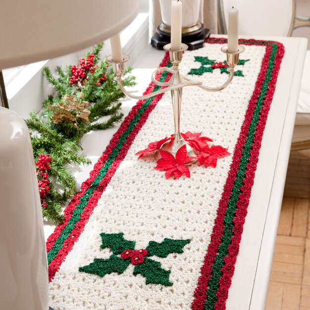 Red Heart Holly Crochet Table Runner