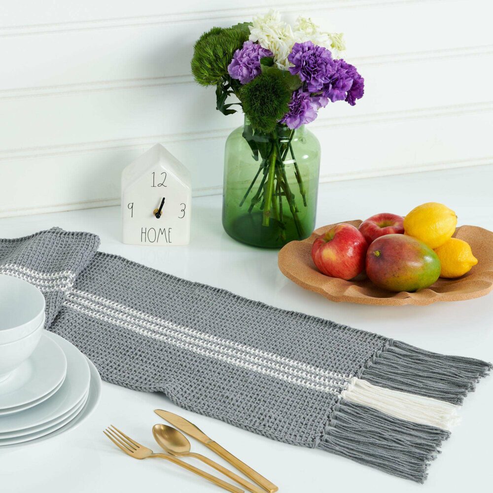 Tunisian Crochet Striped Table Runner