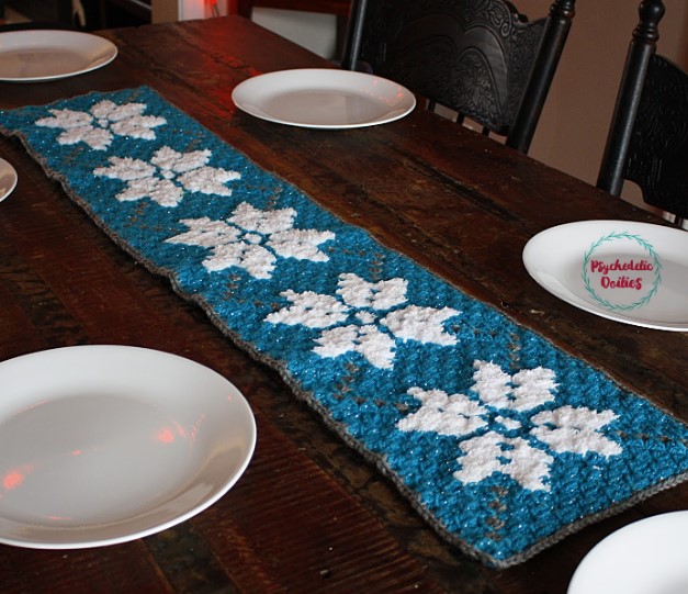 Winter C2C Crochet Table Runner