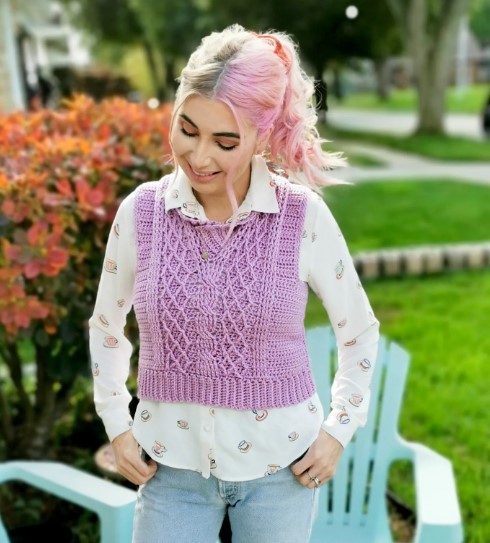 Crochet Alice Cabled Vest 