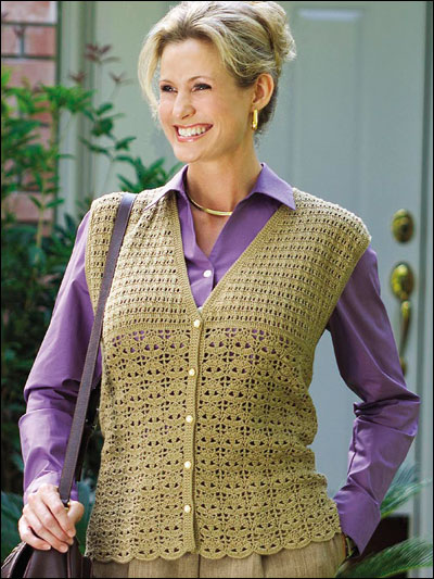 Crochet Leaf Lace Vest