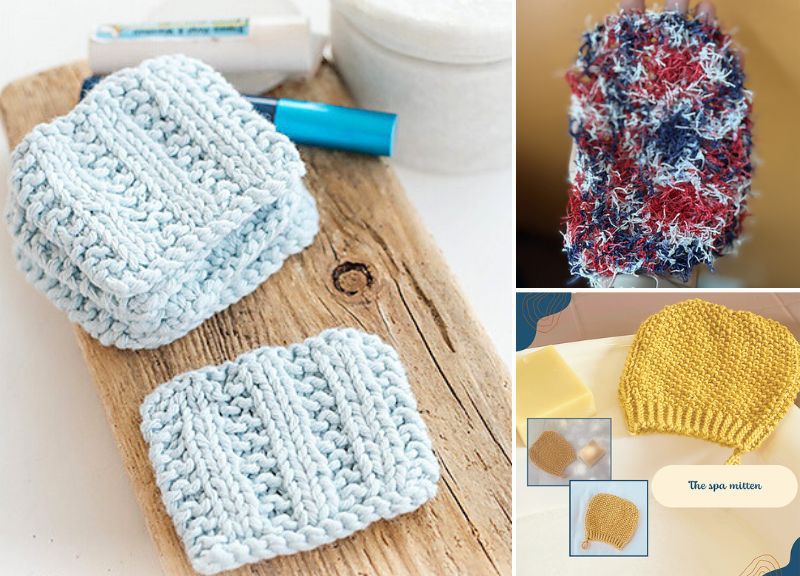 Knit Scrubs and Mittens for Gentle Bathing and Cleaning –