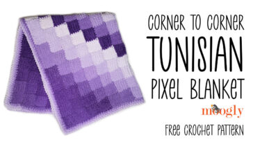 Corner to Corner Tunisian Pixel Blanket