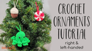 Acorn, Peppermint Candy and Octopus Crochet Ornaments Tutorial