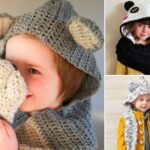 Hooded Crochet Hoode Scarves for Kids