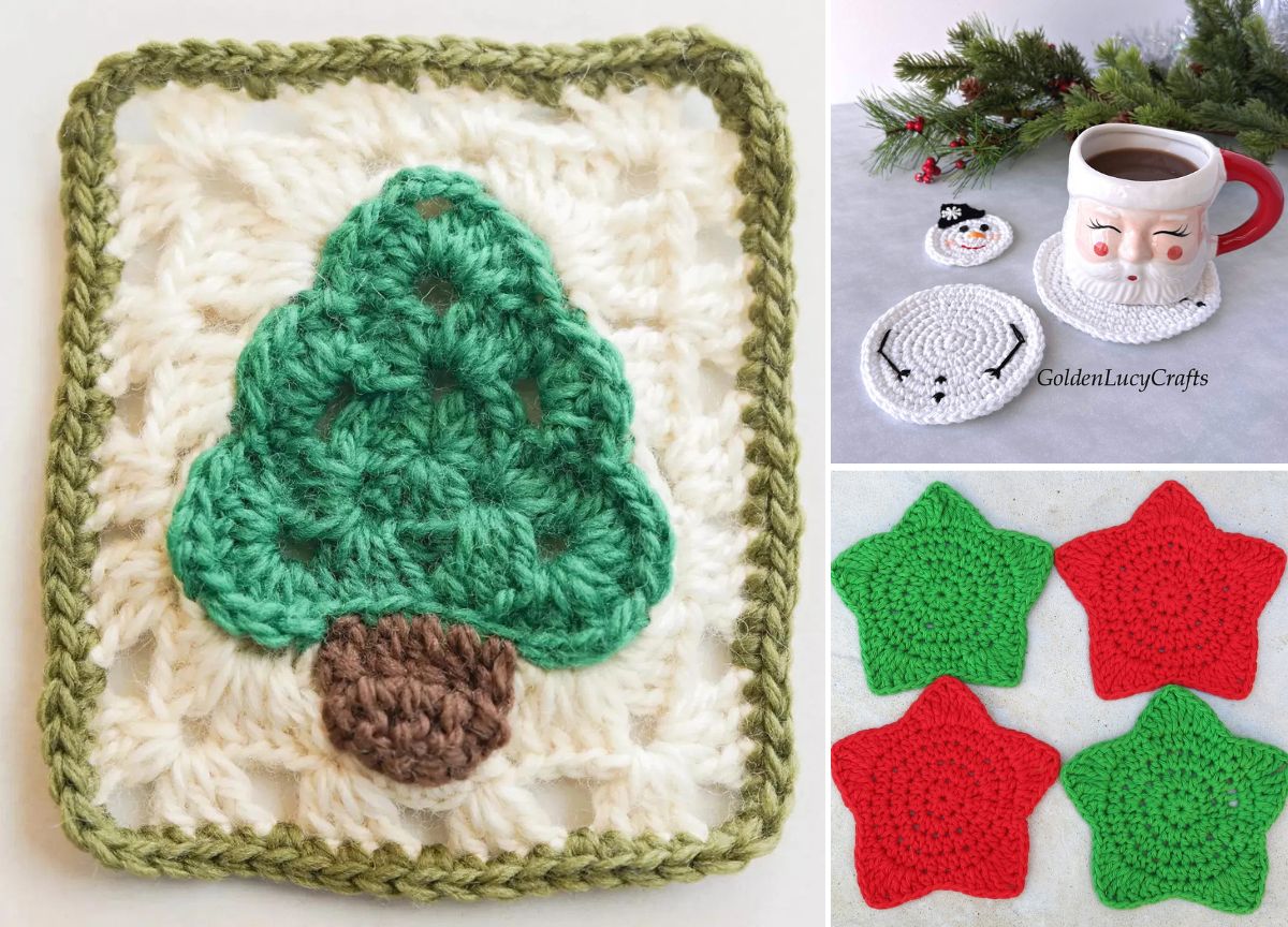 Free Crochet Christmas Coaster and Granny Square Patterns – Free Crochet Christmas Coaster and Granny Square Patterns –