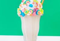 Colorful Rainbow Cereal Milkshake Recipe for Kids and Parties