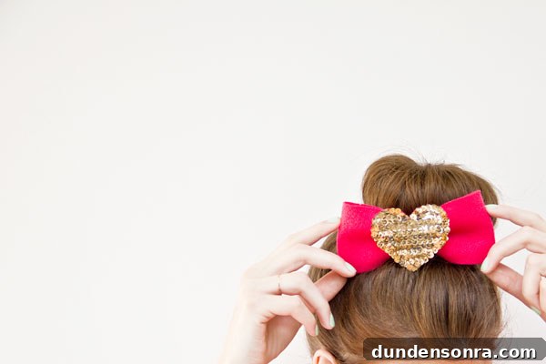 DIY Sequin Heart Hair Bows Tutorial — Sparkling Handmade Accessories 2 DIY Sequin Heart Hair Bow