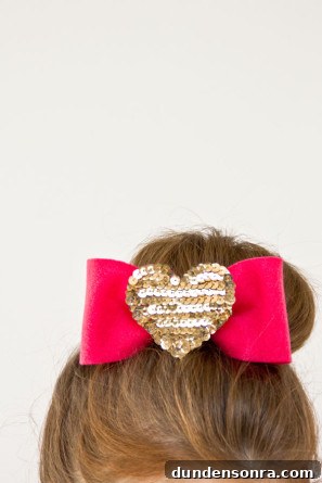 DIY Sequin Heart Hair Bows