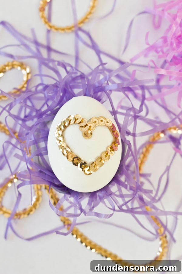 DIY Sequin Easter Eggs: Step-by-Step Guide to Sparkling Decor 3 DIY Sequin Heart Easter Eggs