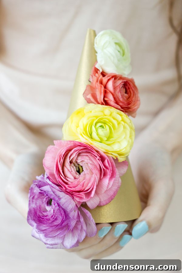 DIY Fresh Flower Party Hats