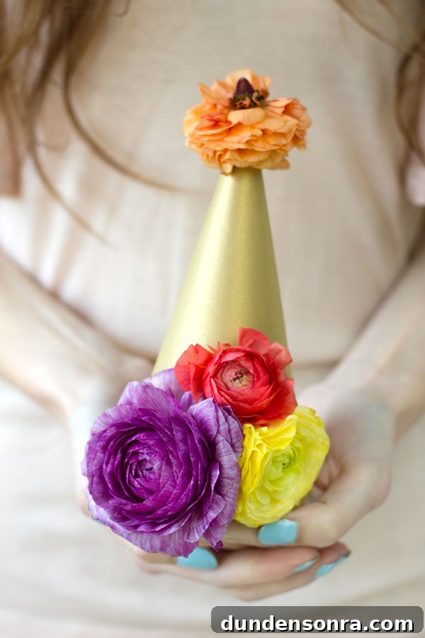 DIY Fresh Flower Party Hat Tutorial