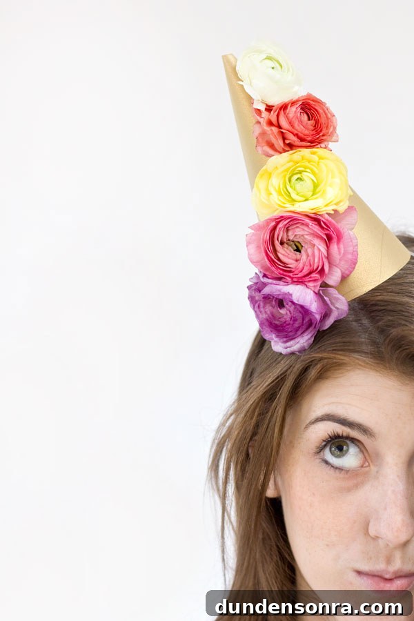 DIY Fresh Flower Party Hats