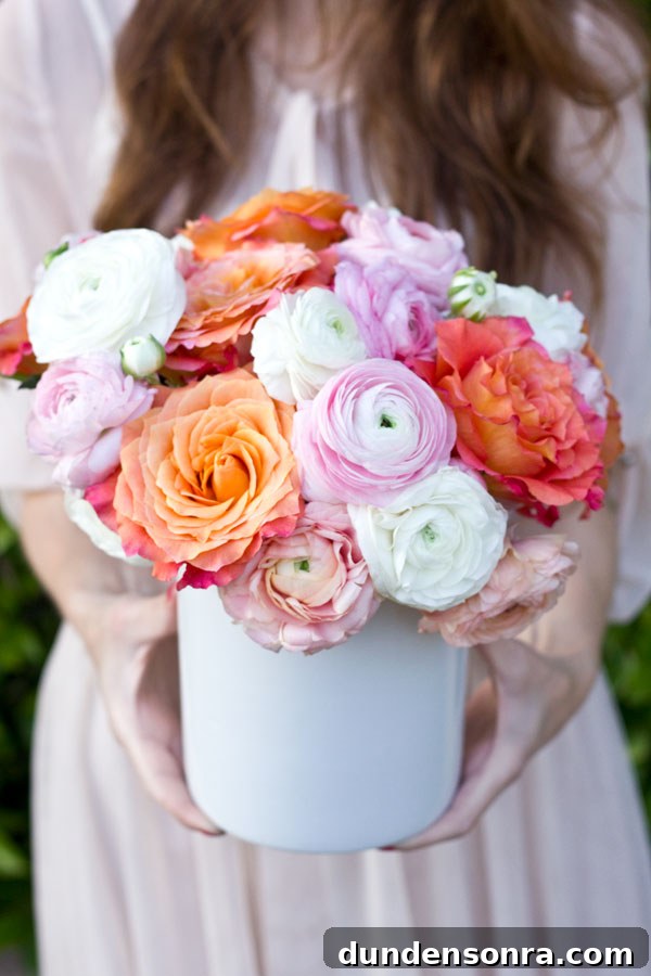 Ranunculus and Garden Rose Bouquet