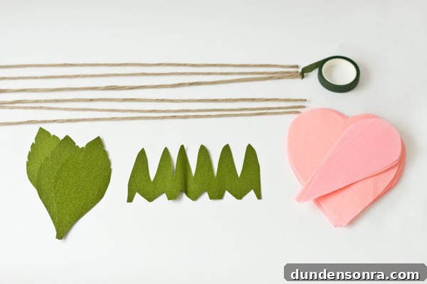 DIY Crepe Paper Roses Supplies