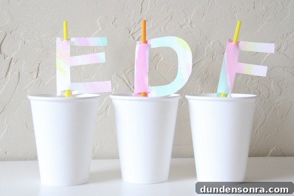 How To Make Watercolor Monogram Straw Toppers