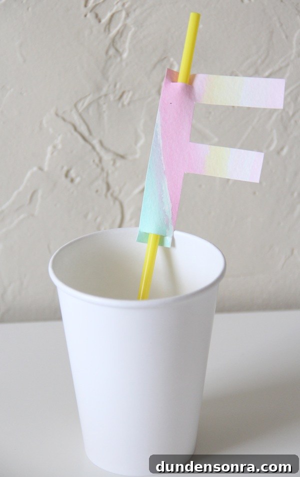 Watercolor Monogram Straw Topper DIY