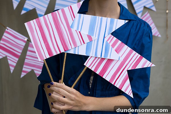 DIY Watercolor Stripe Flags
