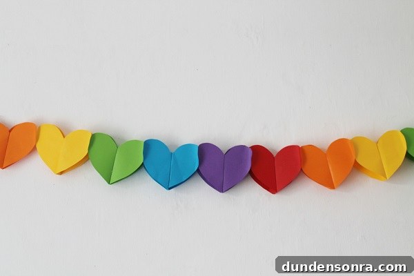 DIY Rainbow Paper Heart Garland
