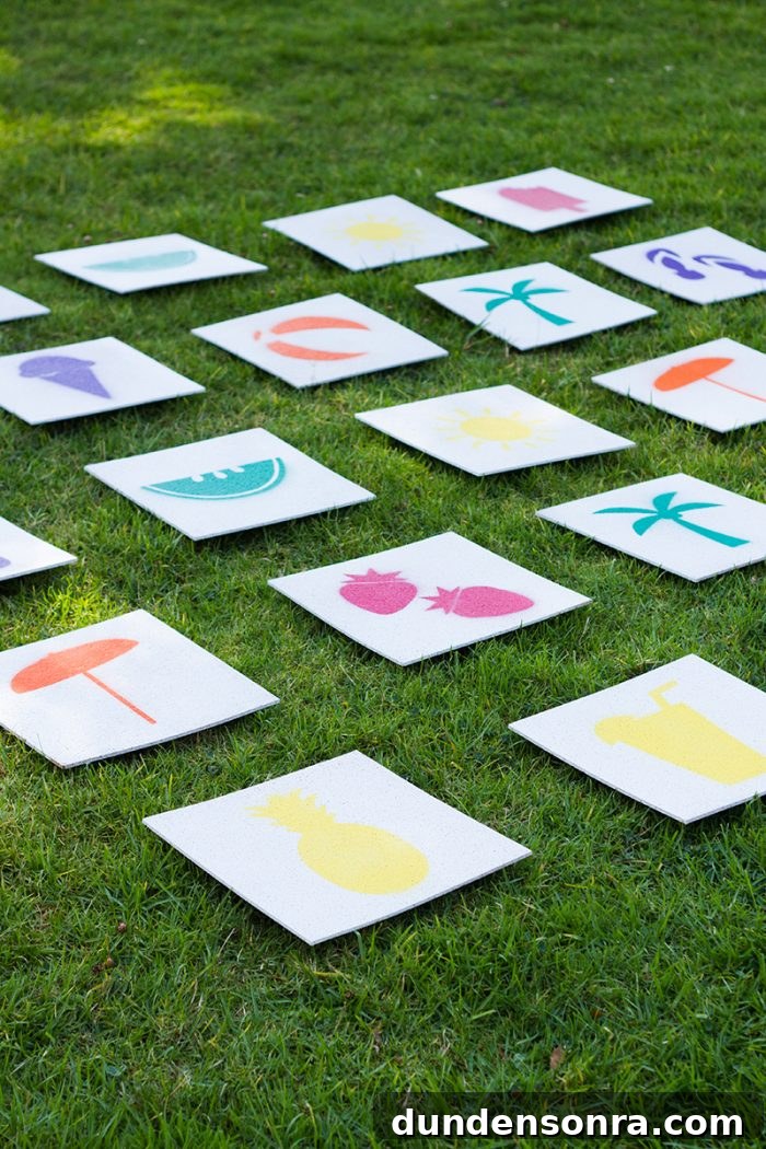 Giant Lawn Matching Game DIY and Free Printable Stencils