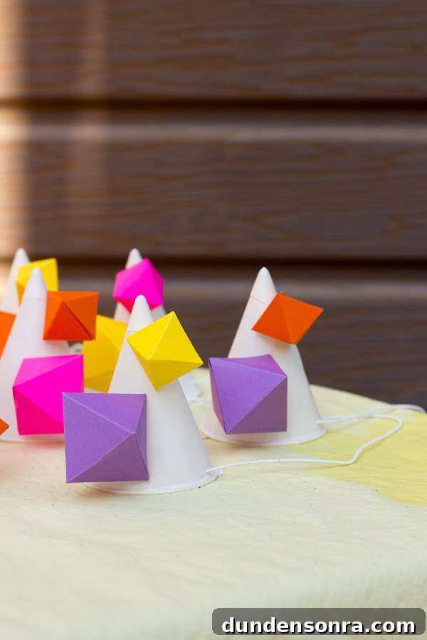 Geometric Party DIYs: 12 Creative Decorations and Crafts 27 DIIY Geometric Part Hats Tutorial