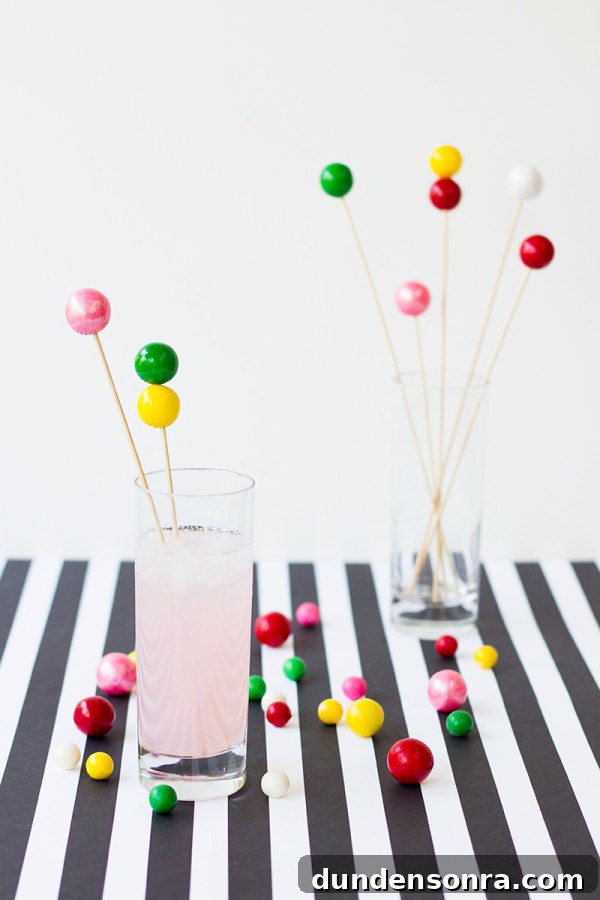 DIY Gumball Drink Stirrers: Homemade Candy Cocktail Picks 7 DIY Gumball Drink Stirrers