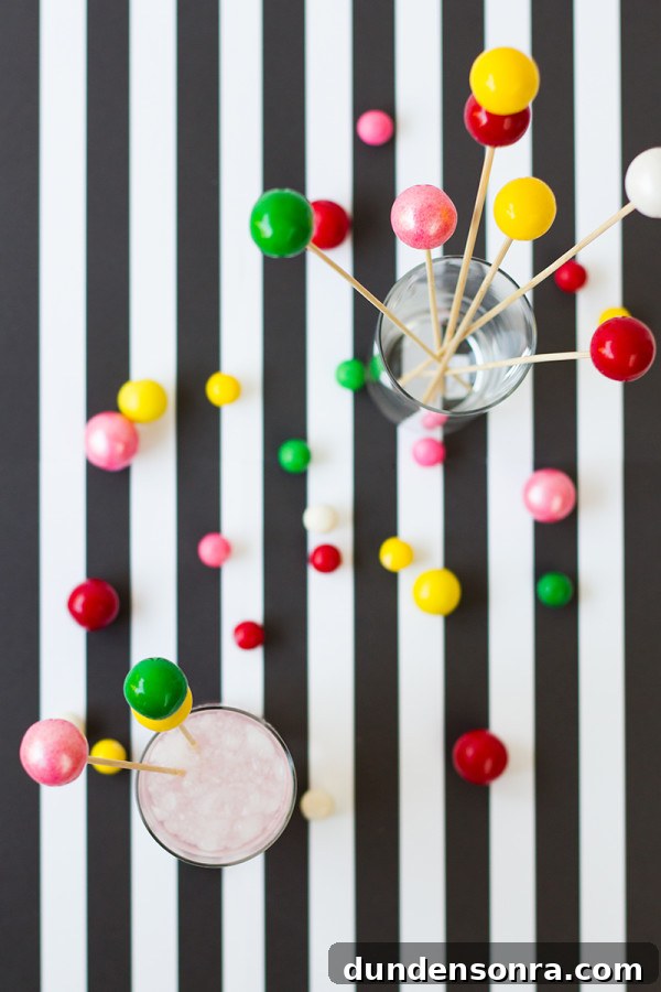 DIY Gumball Drink Stirrers: Homemade Candy Cocktail Picks 8 DIY Gumball Drink Stirrers