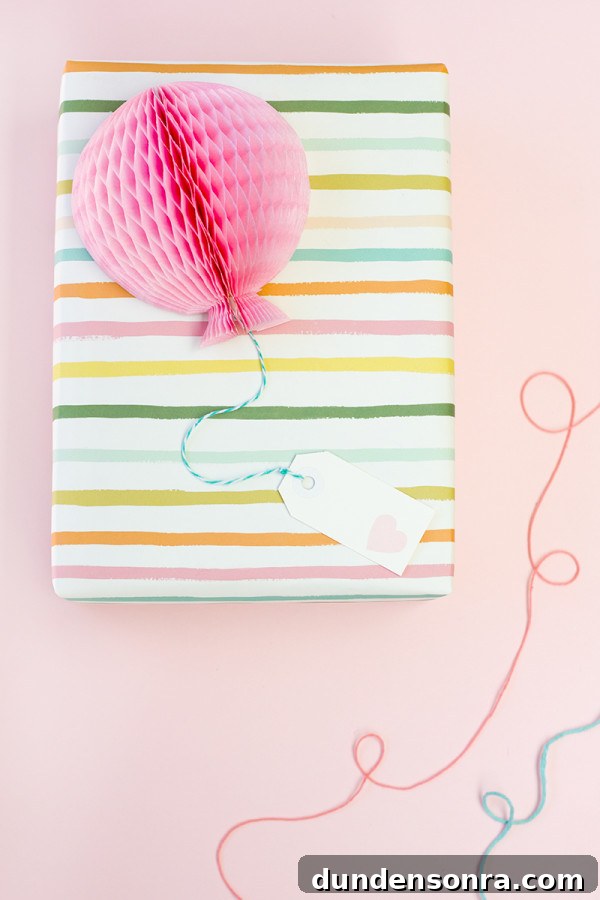 DIY Honeycomb Balloon Gift Toppers