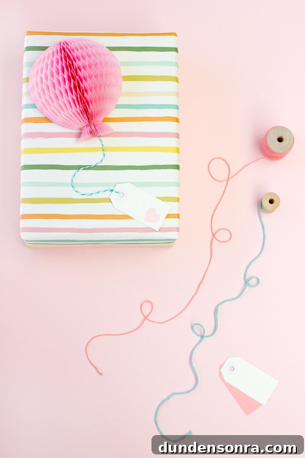 DIY Honeycomb Balloon Gift Toppers