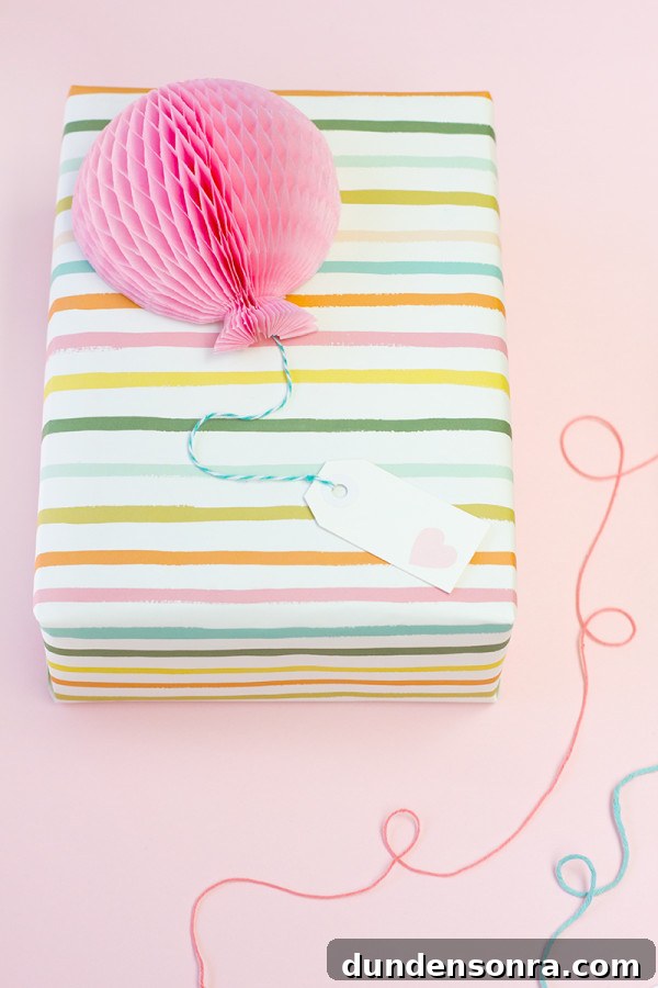 DIY Honeycomb Balloon Gift Toppers