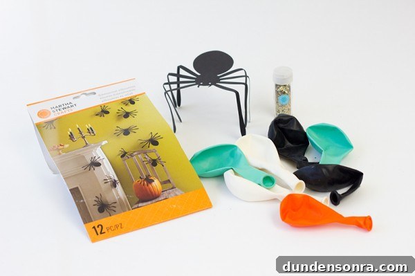 DIY Hanging Spider Balloons: Halloween Decoration Tutorial 3 Hanging Spider Ballloons DIY Supplies