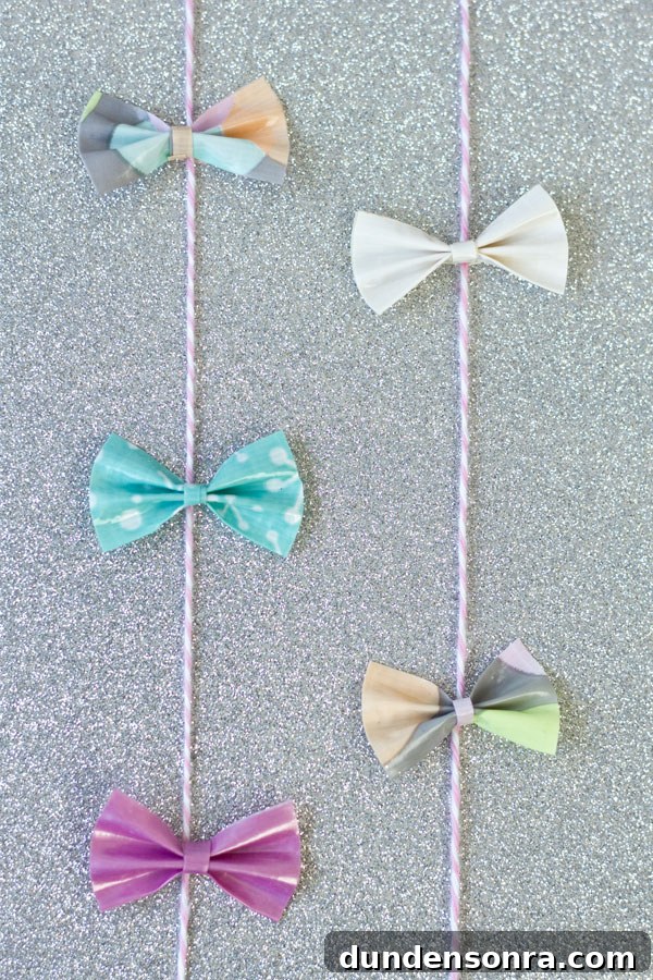 DIY Tiny Duct Tape Bow Garland for Gift Wrapping and Decor 13 DIY Duct Tape Bow Gift Garland