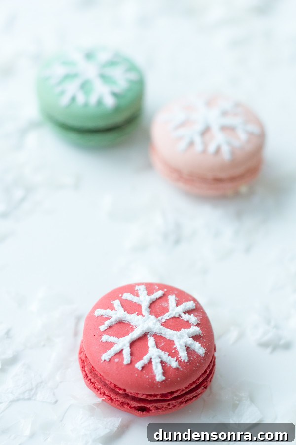 Snowflake Stenciled Macarons