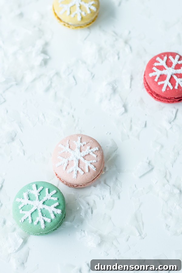 Snowflake Stenciled Macarons