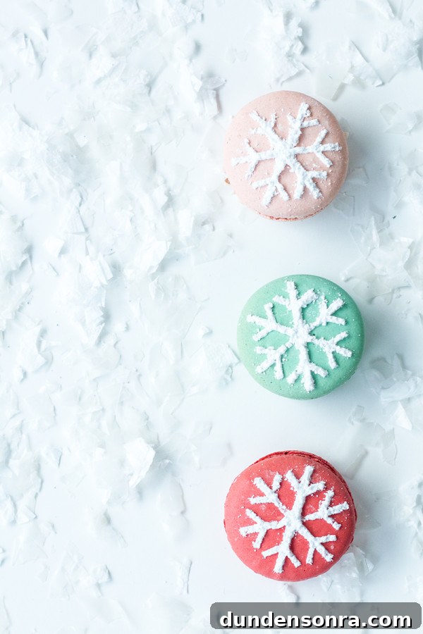 Snowflake Stenciled Macarons